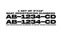 Boat Registration Numbers 3"x18"